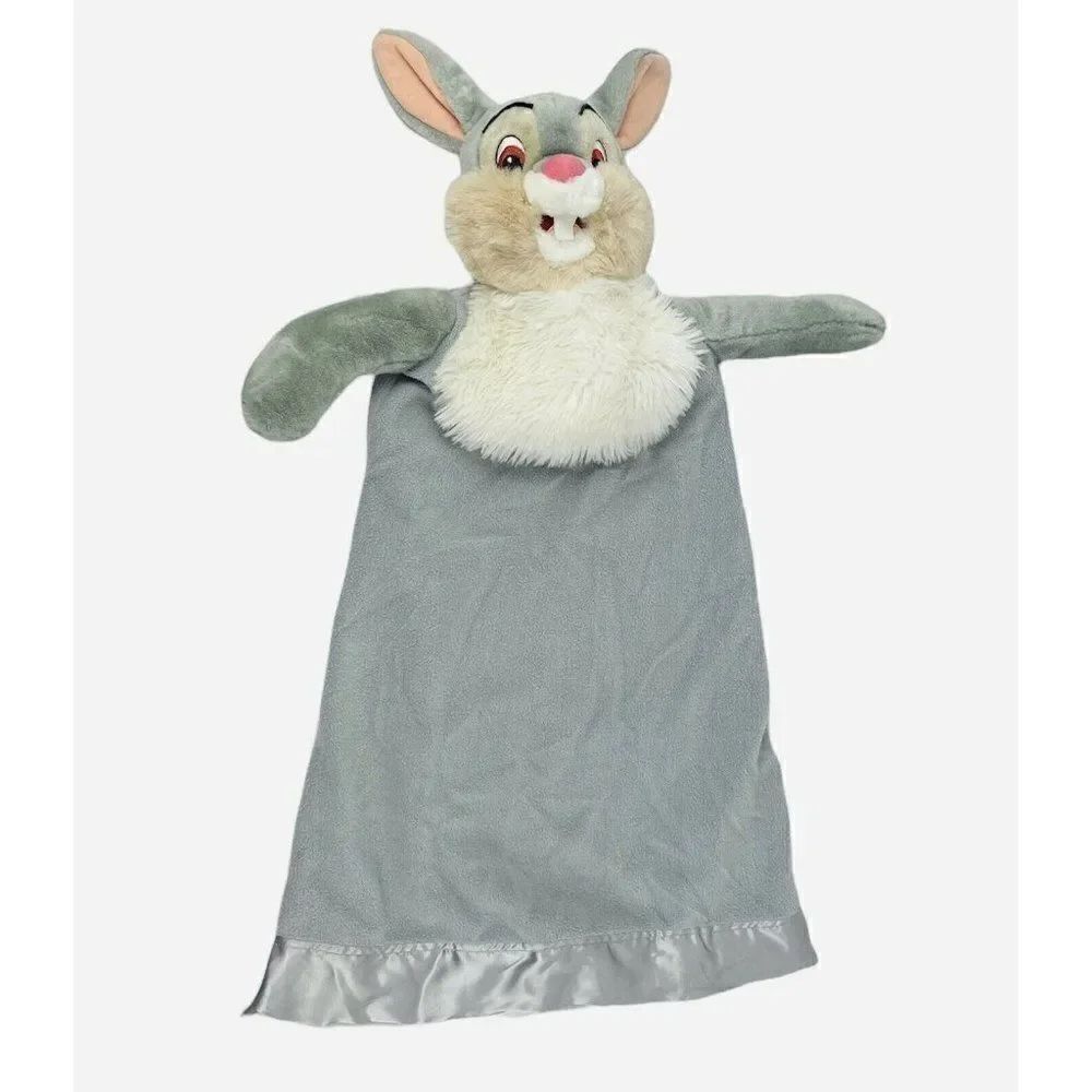 RARE Disney Thumper Gray Satin Edge Lovey Baby Blanket Bambi Rabbit Nursery HTF